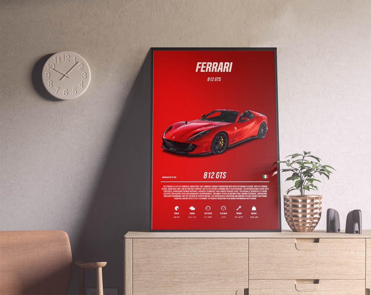 Ferrari 812 GTS - Sport Car Poster Print | Architeg Prints